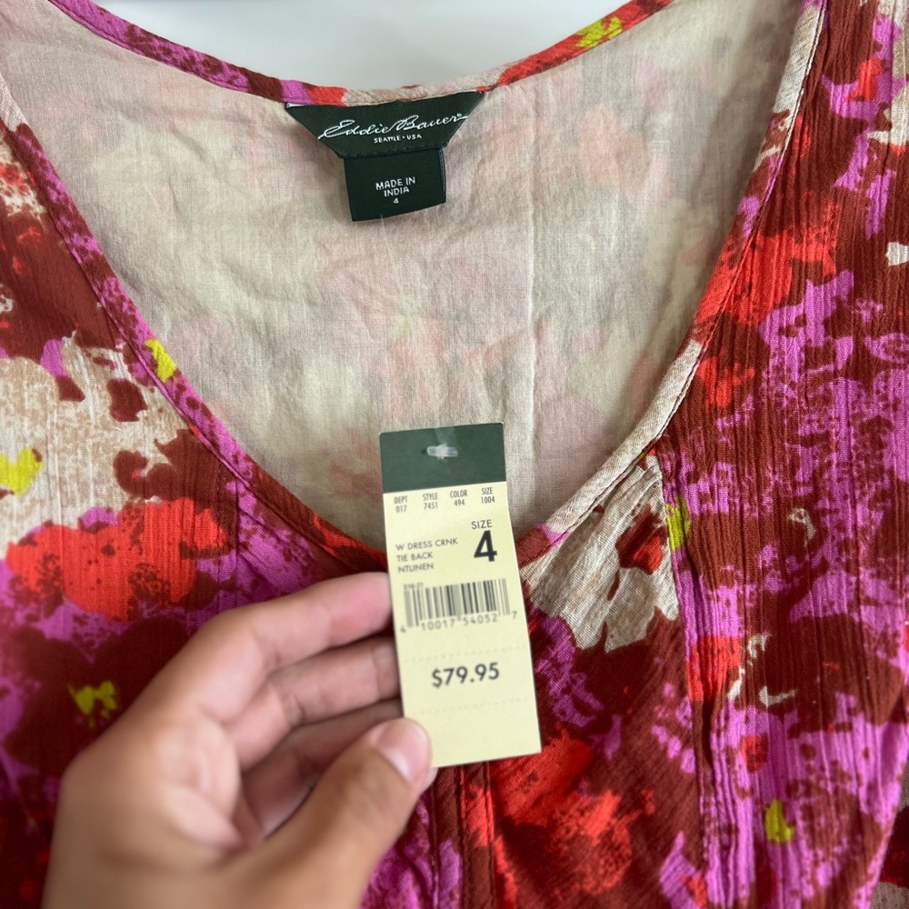 NWT Eddie Bauer Women's Floral Dress Sz 4 - Picture 11 of 14